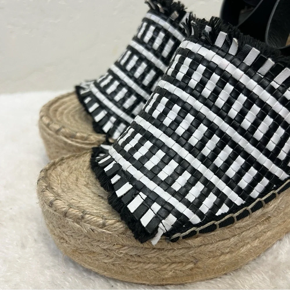 Marc Fisher LTD Andrew espadrille platform wedge sandals black and white